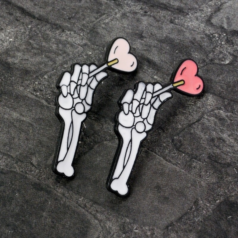 Skeleton Hand Enamel Lapel Pin Set